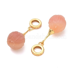 Natural Amethyst & Brass European Dangle Charms&nbsp;GG-D002-15G-02