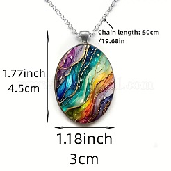 Zinc Alloy & Glass Oval Pendant Necklaces&nbsp;FS-WG171E2-01