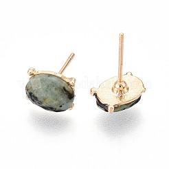 Natural African Turquoise(Jasper) Stud Earrings&nbsp;EJEW-N057-01D