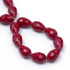Solid Color Glass Faceted teardrop&nbsp;X-GLAA-Q052B-03