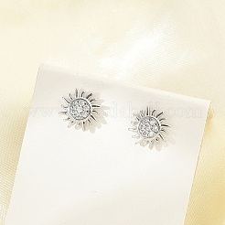 Brass Micro Pave Clear Cubic Zirconia Stud Earrings&nbsp;EJEW-R016-26P-08