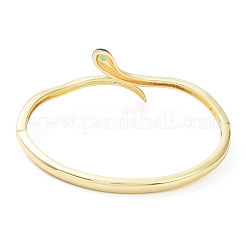 Enamel Snake Hinged Bangle with Cubic Zirconia&nbsp;BJEW-G673-02G