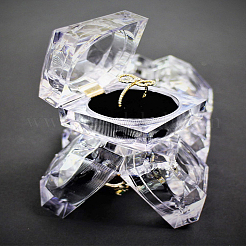 10Pcs Transparent Plastic Ring Boxes&nbsp;OBOX-LP0001-03