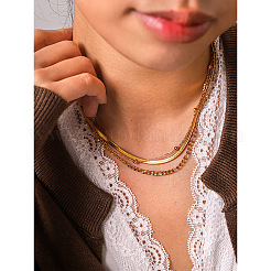 304 Stainless Steel 3 Layer Chain Necklaces for Women&nbsp;WG5FF3F-01