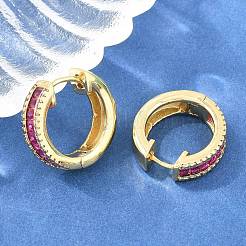 Brass Micro Pave Cubic Zirconia Hoop Earrings&nbsp;KK-CBA8324-06G-02