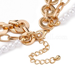 Alloy & Plastic Pearl 3 Layer Necklaces for Women&nbsp;NJEW-U013-03G