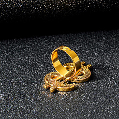Alloy Rhinestone Adjustable Cuff Rings for Men&nbsp;FS-WGC468B-01