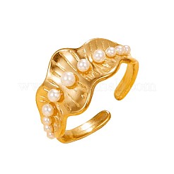 304 Stainless Steel Imitation Pearl Cuff Open Rings for Women&nbsp;WGD29C9-02