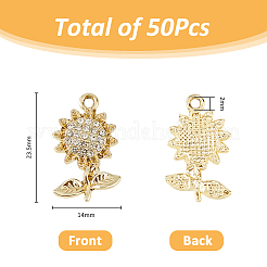 50Pcs UV Plating Alloy Rhinestone Pendants&nbsp;FIND-FH0008-93