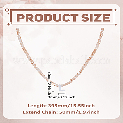 1Pc Glass Rondelle Beaded Necklaces&nbsp;NJEW-LP0007-23L