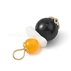 3Pcs 3 Styles Natural Green Aventurine & Black Onyx & White Jade & Malaysia Jade Pendants&nbsp;PALLOY-JF04710