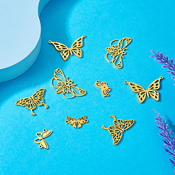 12Pcs 6 Styles 201 & 304 Stainless Steel & Stainless Steel Connector Charms&nbsp;STAS-TA0001-86