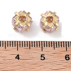 Brass Micro Pave Cubic Zirconia Beads&nbsp;KK-B102-31G-02