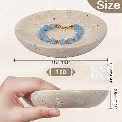 Flat Round Shape Marble Desktop Storage Tray&nbsp;AJEW-WH0348-408