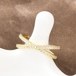 Brass Micro Pave Cubic Zirconia Finger Rings&nbsp;RJEW-D340-01G-03