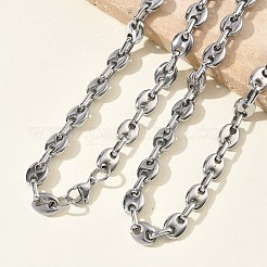 7MM 304 Stainless Steel Coffee Bean Chain Necklaces&nbsp;NJEW-G203-01P