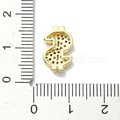Rack Plating Brass Micro Pave Clear Cubic Zirconia Dollar Sign Multi-Strand Links&nbsp;KK-B084-22G
