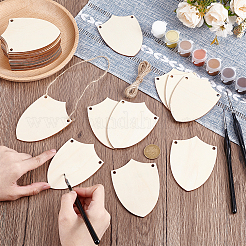 Unfinished Blank Wooden Shield Pendants Set for Painting Arts&nbsp;WOOD-WH0131-82