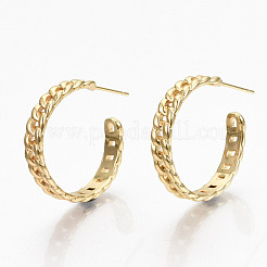 Brass Half Hoop Earrings&nbsp;KK-R117-054G-NF