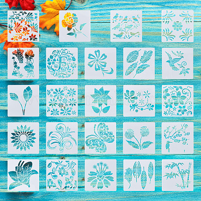 24 Sheets 24 Styles Plastic Drawing Stencil&nbsp;DIY-CW0001-13-1