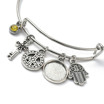 DIY Blank Geometry Alloy Charms Expandable Bangle Making Kit&nbsp;BJEW-DC00003-1