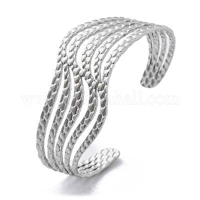 304 Stainless Steel Cuff Bangles&nbsp;BJEW-B108-12P-1