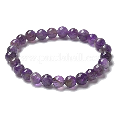 Natural Amethyst Bead Stretch Bracelets&nbsp;BJEW-K212-B-034-1