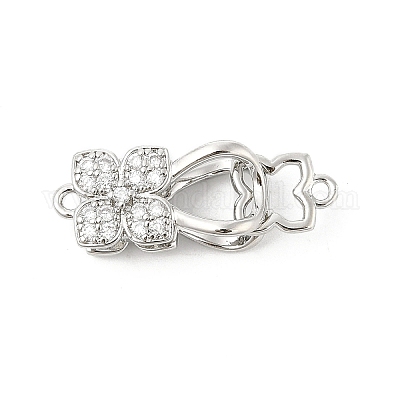 Brass Micro Pave Clear Cubic Zirconia Interlocking Clasps&nbsp;KK-U059-16P-1