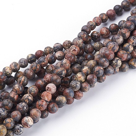 Natural Red Leopard Skin Jasper Beads Strands X-GSR6mmC066-1