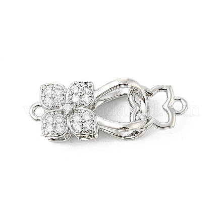 Brass Micro Pave Clear Cubic Zirconia Interlocking Clasps KK-U059-16P-1