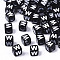 Opaque Acrylic Beads, Horizontal Hole, Alphabet Style, Cube, Black & White, Letter.W, 5x5x5mm, Hole: 2mm, about 500pcs/50g