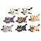 Printed Alloy Pendants, with Enamel, Golden, Cadmium Free & Nickel Free & Lead Free, Cat with Knife Shape Charms, Mixed Color, 17x29x1.5mm, Hole: 2mm