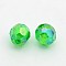 Eco-Friendly Transparent Acrylic Beads, Faceted, Round, AB Color, Green, 6mm, Hole: 1mm, about 5000pcs/500g