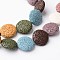 Natural Lava Rock Bead Strands, Flat Round, Dyed, Mixed Color, 20~21.5x7~8mm, Hole: 1mm, about 19pcs/strand, 15.35 inch