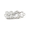 Brass Micro Pave Clear Cubic Zirconia Interlocking Clasps, Cadmium Free & Nickel Free & Lead Free, Flower, Platinum, 25mm