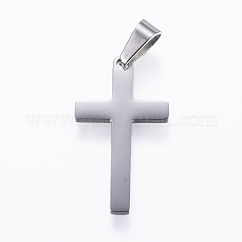 Tarnish Resistant 304 Stainless Steel Pendants, Cross, Stainless Steel Color, 28x15.5x1.9mm, Hole: 8x5mm