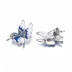 Bird Enamel Pin with Sapphire Rhinestone&nbsp;JEWB-N007-106