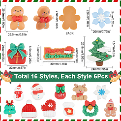 96Pcs 16 Styles Christmas Opaque Resin Cabochons&nbsp;RESI-SC0005-62