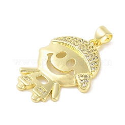 Rack Plating Brass Cubic Zirconia Pendants&nbsp;KK-S380-30G-02