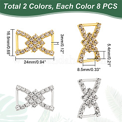 16Pcs 2 Colors Alloy Rhinestone Buckle&nbsp;JEWB-WR0001-04