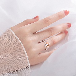 Rhodium Plated 925 Sterling Silver Cuff Rings&nbsp;RJEW-C064-45C-P