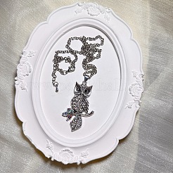 Vintage Alloy Crystal Rhinestone Owl Pendant Necklaces&nbsp;WU5085