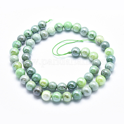 Electroplate Natural Green Grass Agate Beads Strands&nbsp;G-K256-07-8mm