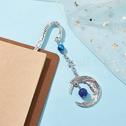 Alloy Moon Pendant Bookmark&nbsp;AJEW-JK00296-04