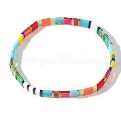 Boho Rainbow Glass Tile Tube Beaded Stretch Bracelets for Women&nbsp;MR7920