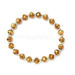 Electroplate Transparent Glass Beads with Electroplate Non-magnetic Synthetic Hematite Beads and Korean Elastic Crystal Thread Bracelets&nbsp;BJEW-JB11705