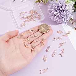32Pcs 8 Styles Brass Micro Pave Clear Cubic Zirconia Links Connectors&nbsp;KK-BBC0025-99
