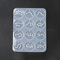 Twelve Constellations Round Pendants Silicone Molds&nbsp;LS-DIY-G073-01