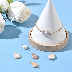 6Pcs Baroque Natural Keshi Pearl Connector Charms&nbsp;HJEW-YW00290
