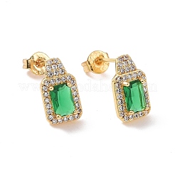 Cubic Zirconia Rectangle Stud Earrings&nbsp;EJEW-P206-02G